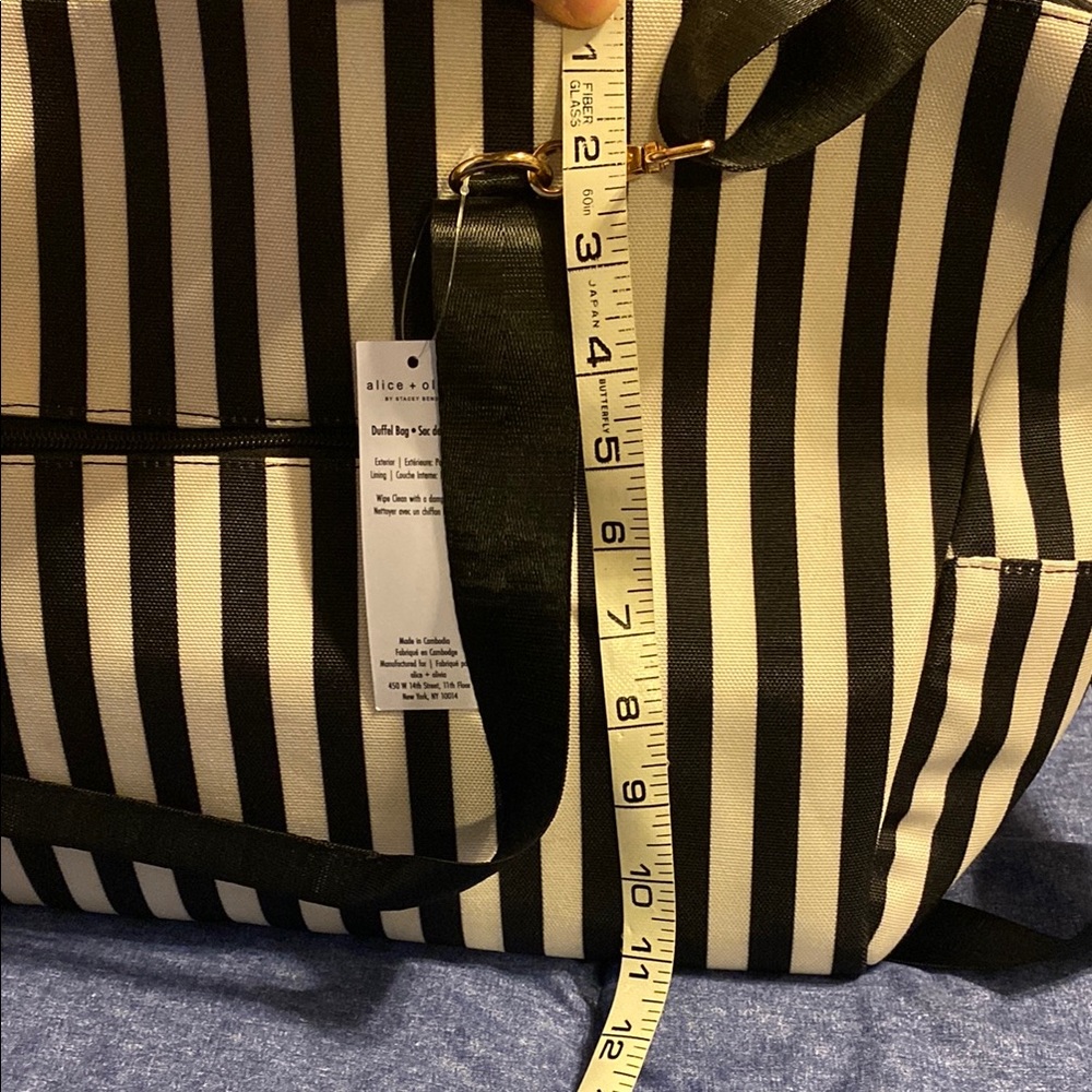 Alice + Olivia Black and White Striped Shoulder Bag - Picture 8 of 8